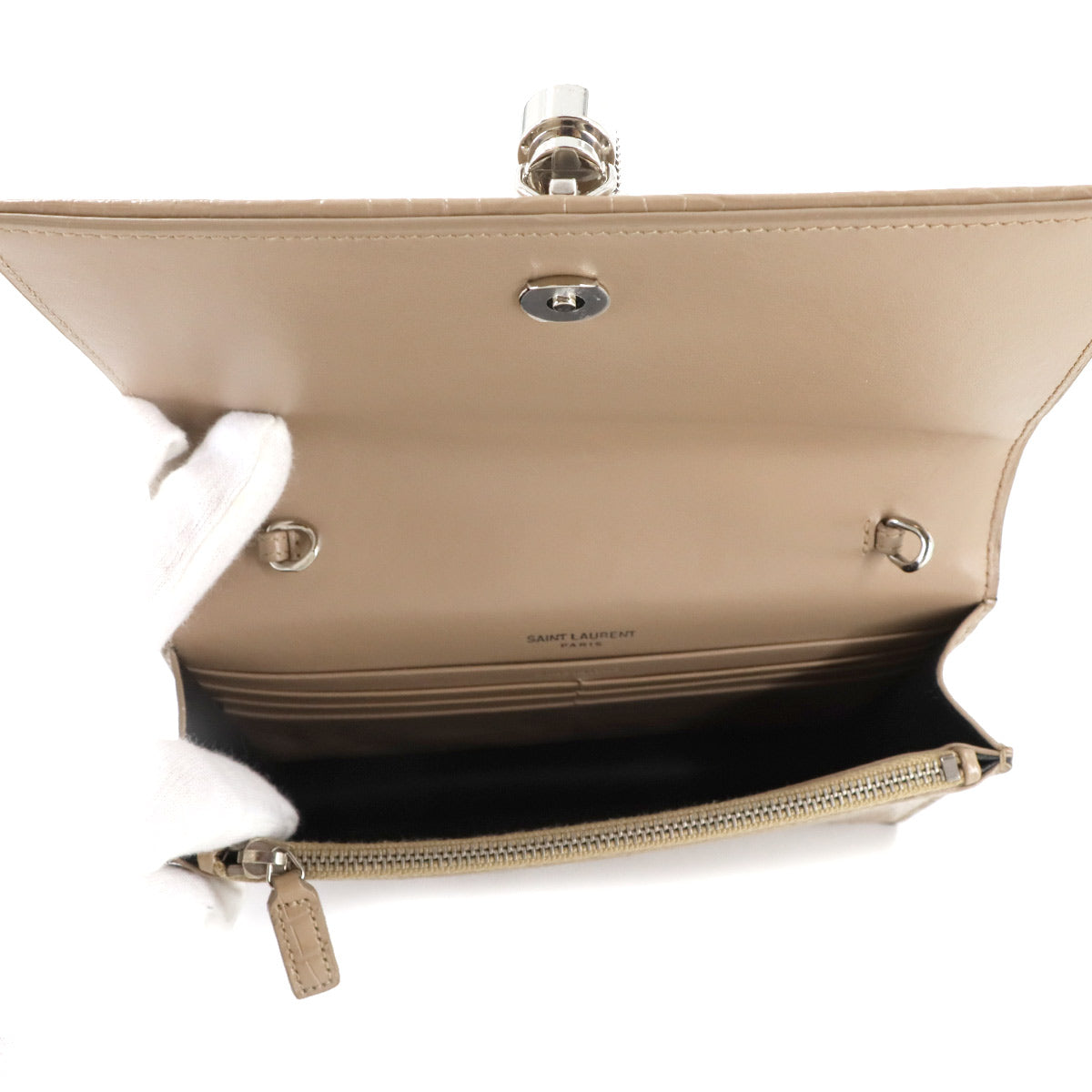 Kate Chain Long Wallet Leather Beige 152159