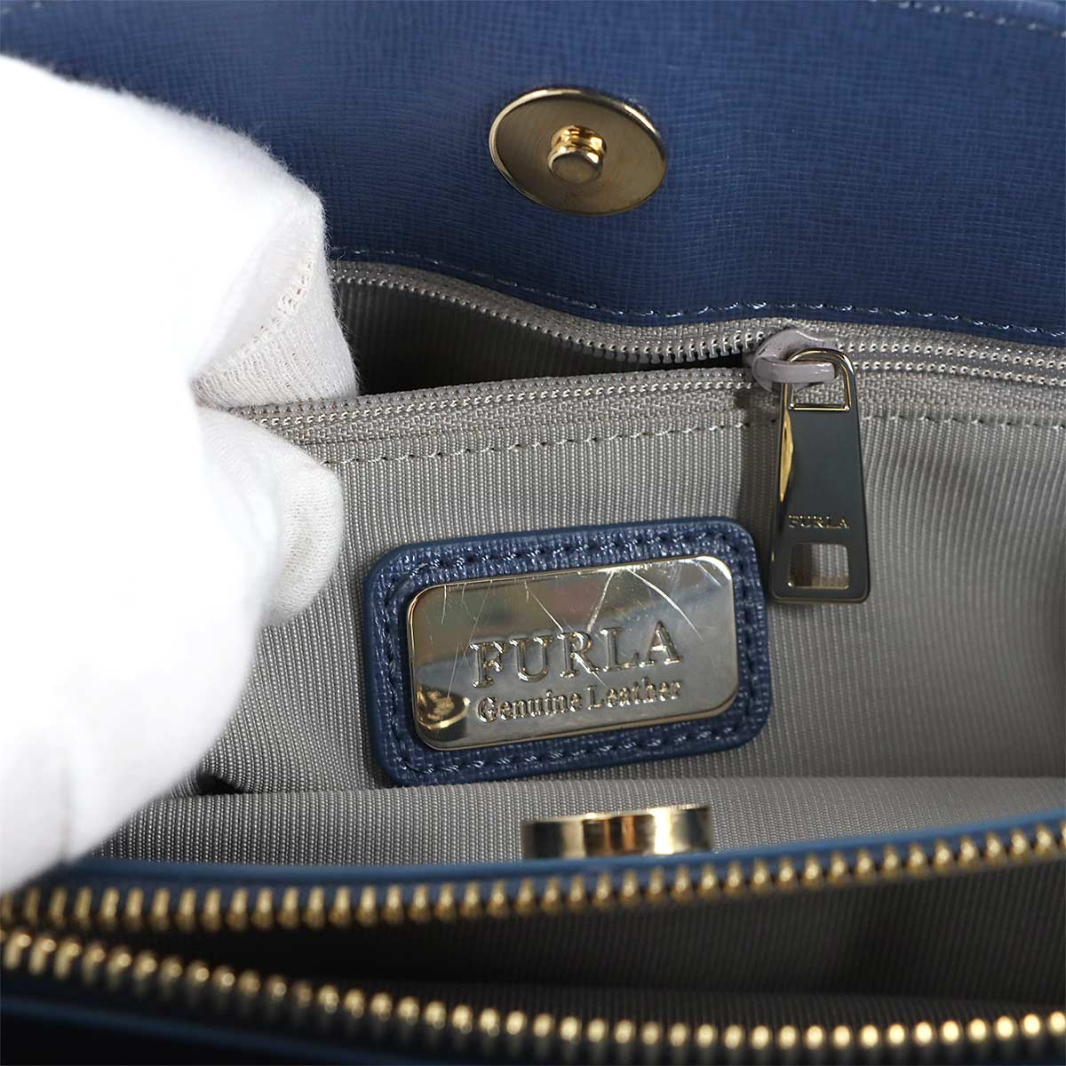 Tessa Small 2way Hand Shoulder Bag Leather Blue 916855 Purse