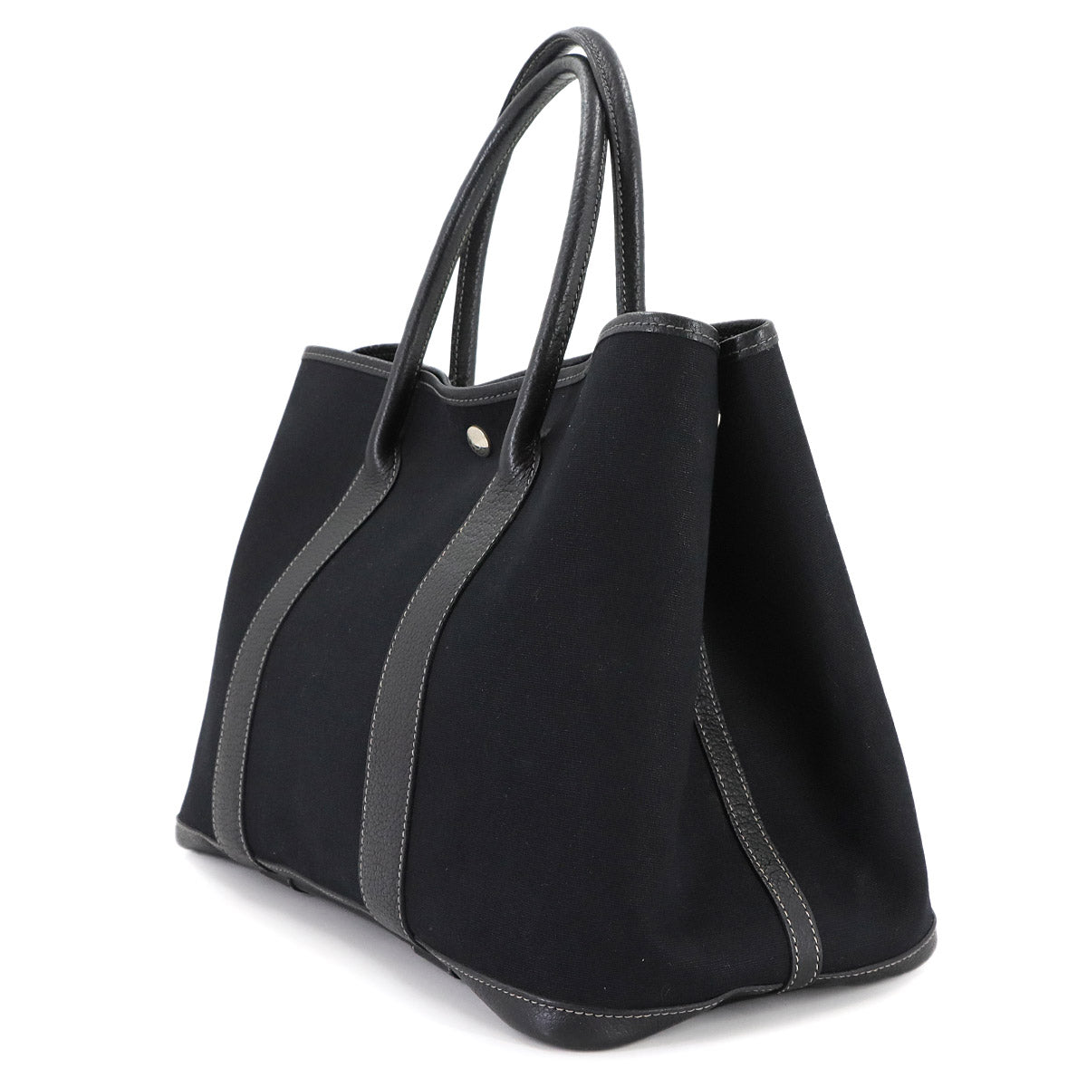 Garden Party PM Tote Bag Toile Officier Leather Black