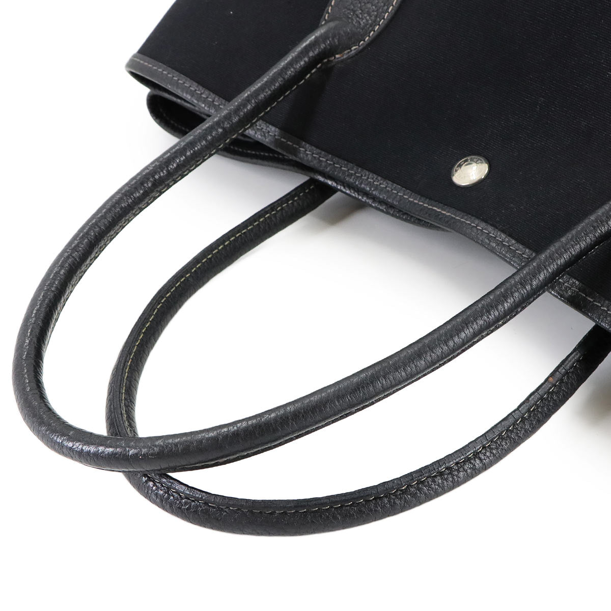 Garden Party PM Tote Bag Toile Officier Leather Black