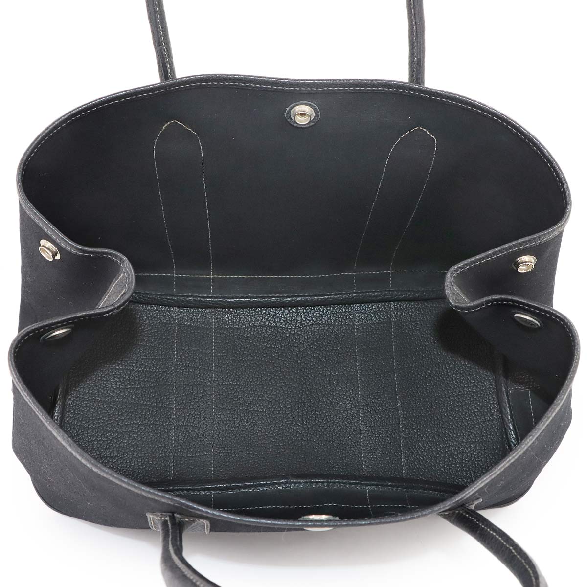 Garden Party PM Tote Bag Toile Officier Leather Black