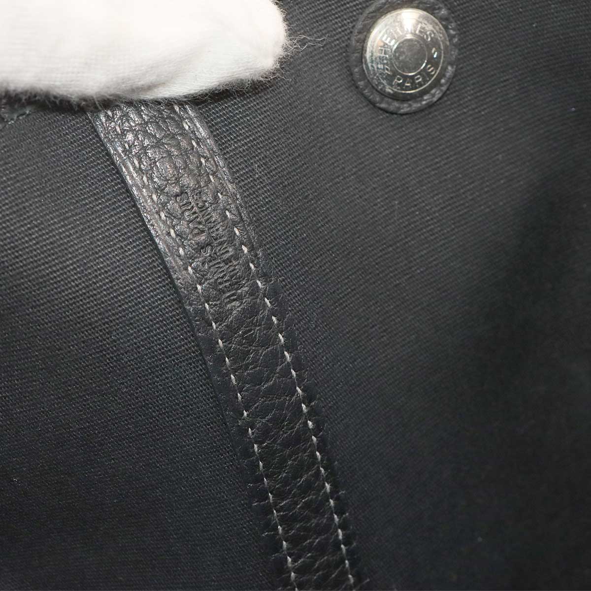 Garden Party PM Tote Bag Toile Officier Leather Black