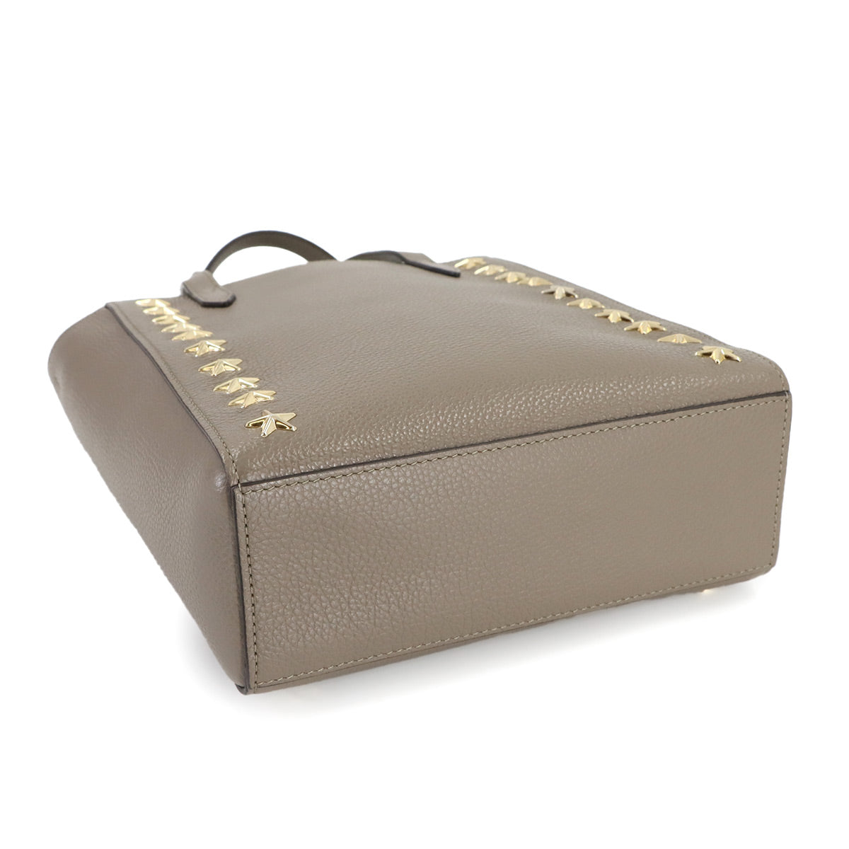 BRIA 2way Tote Shoulder Bag Leather Beige Star Studs