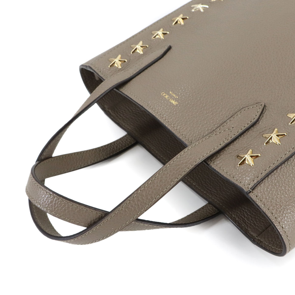 BRIA 2way Tote Shoulder Bag Leather Beige Star Studs