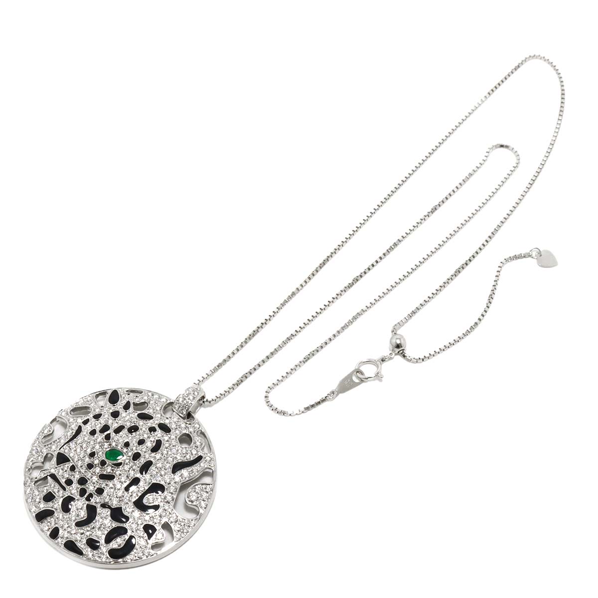 Diamond 2.47ct Emerald 0.113ct Necklace 18K WG White Gold 750 90312469
