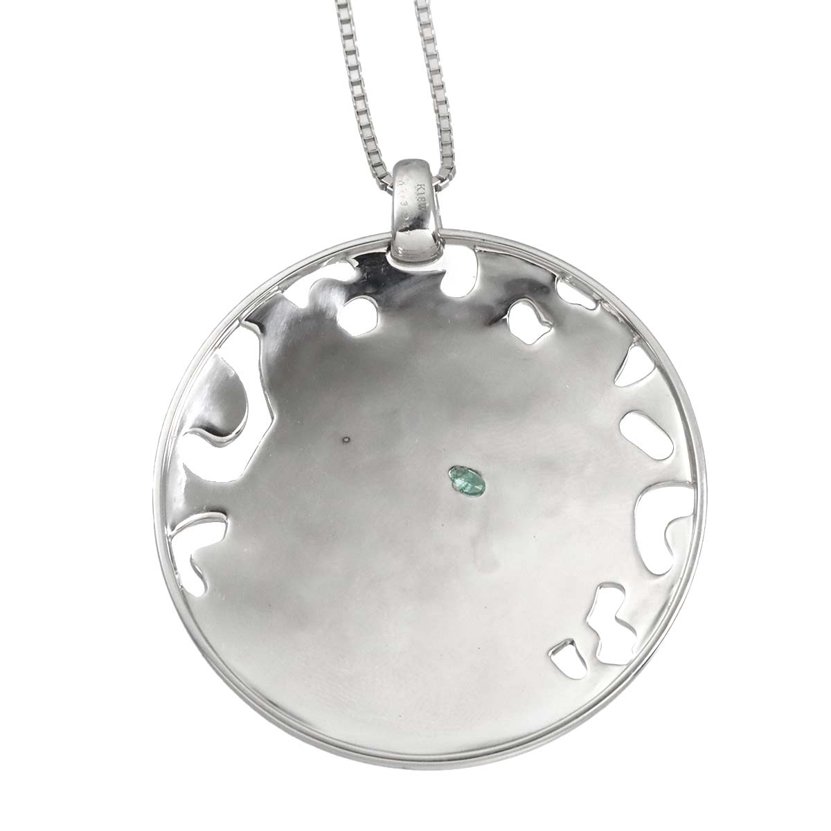 Diamond 2.47ct Emerald 0.113ct Necklace 18K WG White Gold 750 90312469