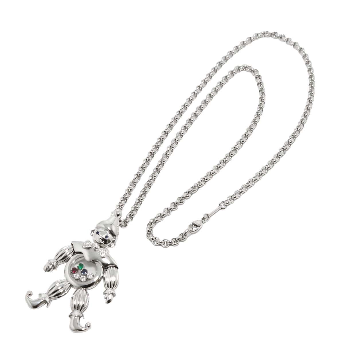 Happy Diamond clown Multi Stone Necklace 18K WG 750
