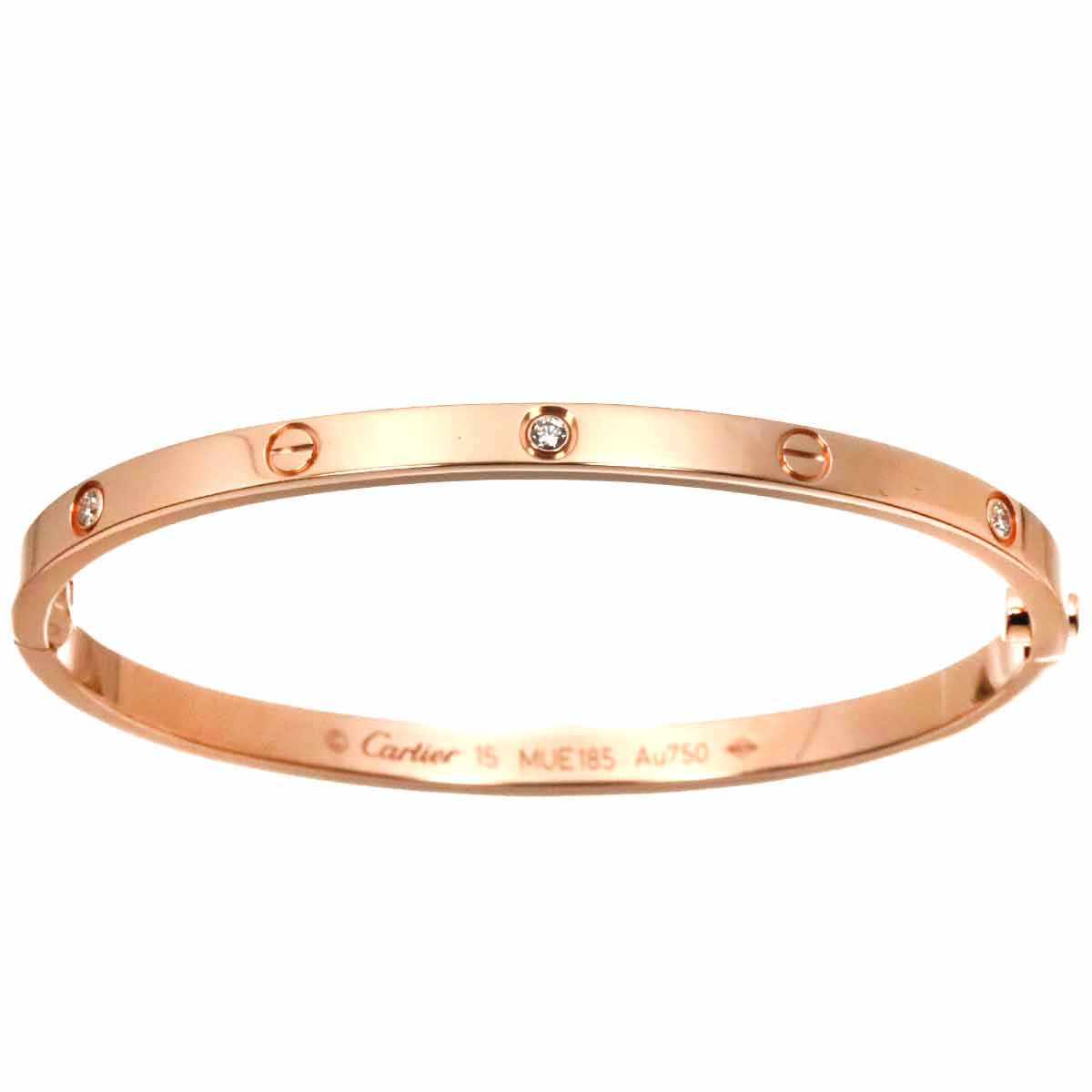 Love Bracelet SM Diamond 6P Bangle 18K Pink Gold 750 Size15