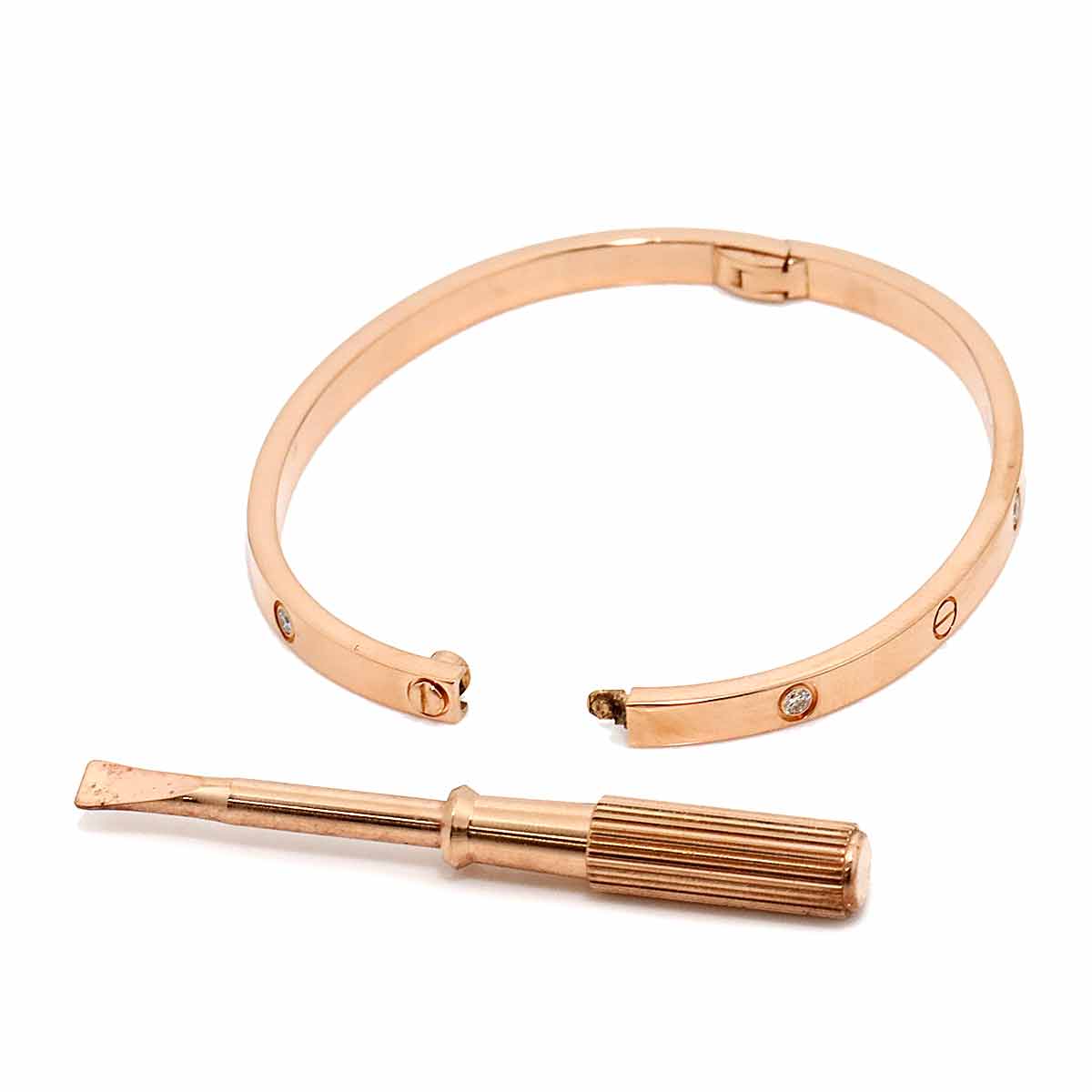 Love Bracelet SM Diamond 6P Bangle 18K Pink Gold 750 Size15