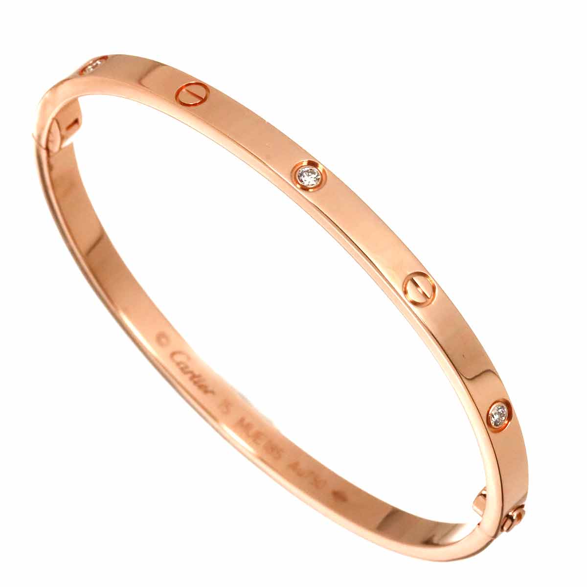 Love Bracelet SM Diamond 6P Bangle 18K Pink Gold 750 Size15