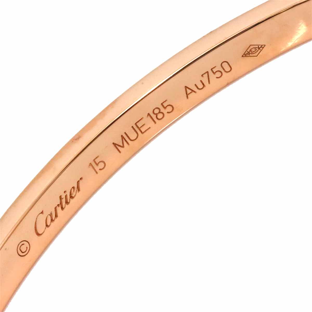Love Bracelet SM Diamond 6P Bangle 18K Pink Gold 750 Size15