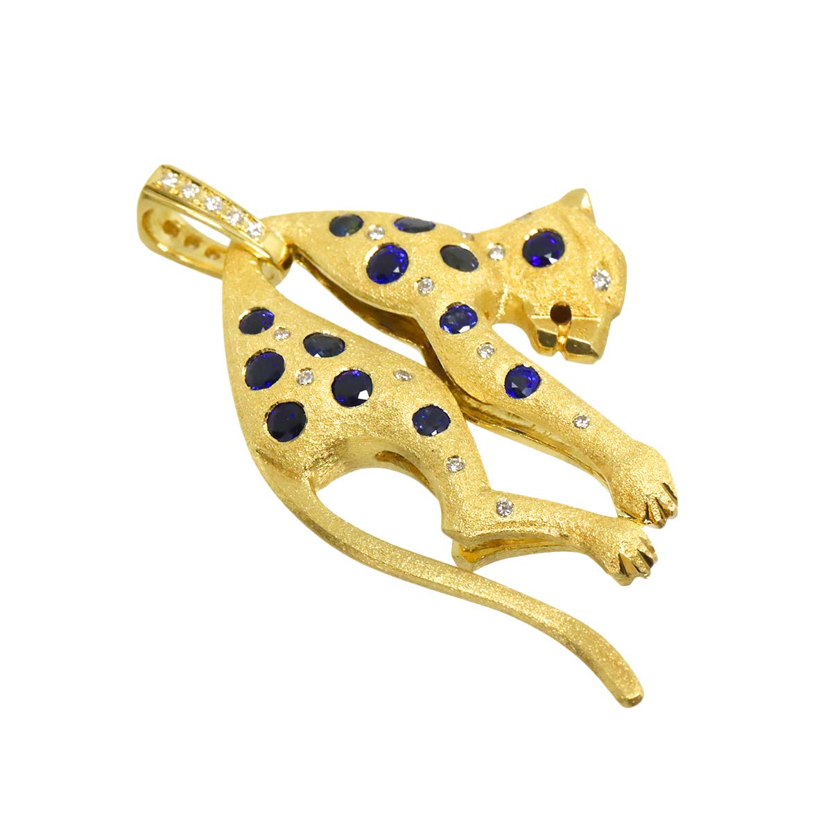 Sapphire 2.45ct Diamond 0.30ct Pendant Top 18K K18 YG Yellow Gold 750