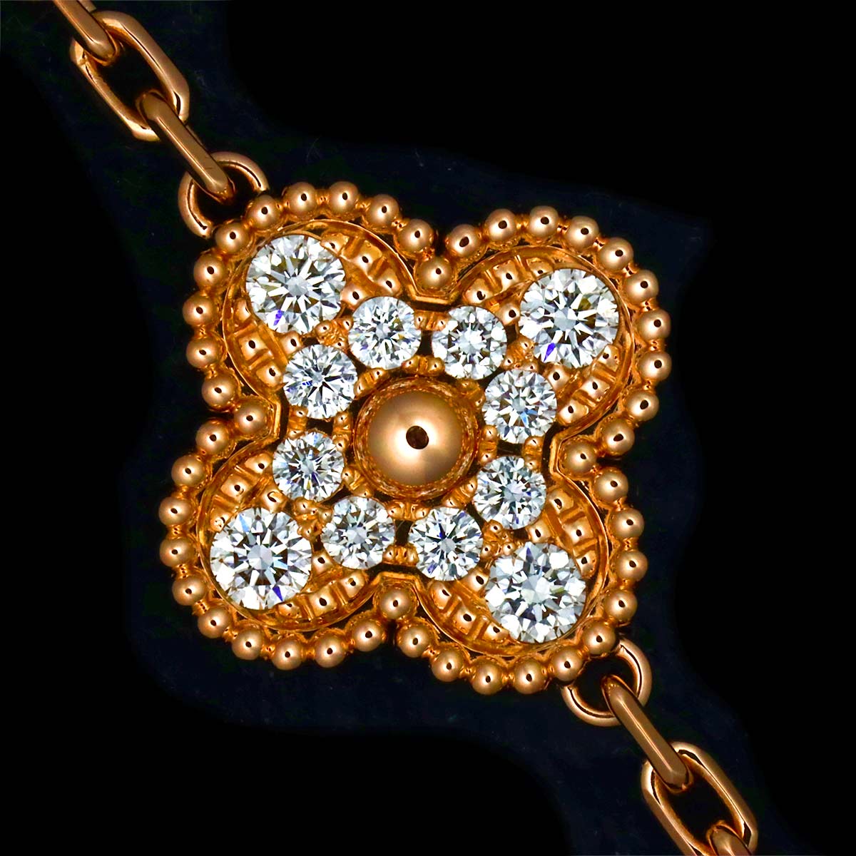 Vintage Alhambra 20P MOP Diamond Necklace 18K PG 750