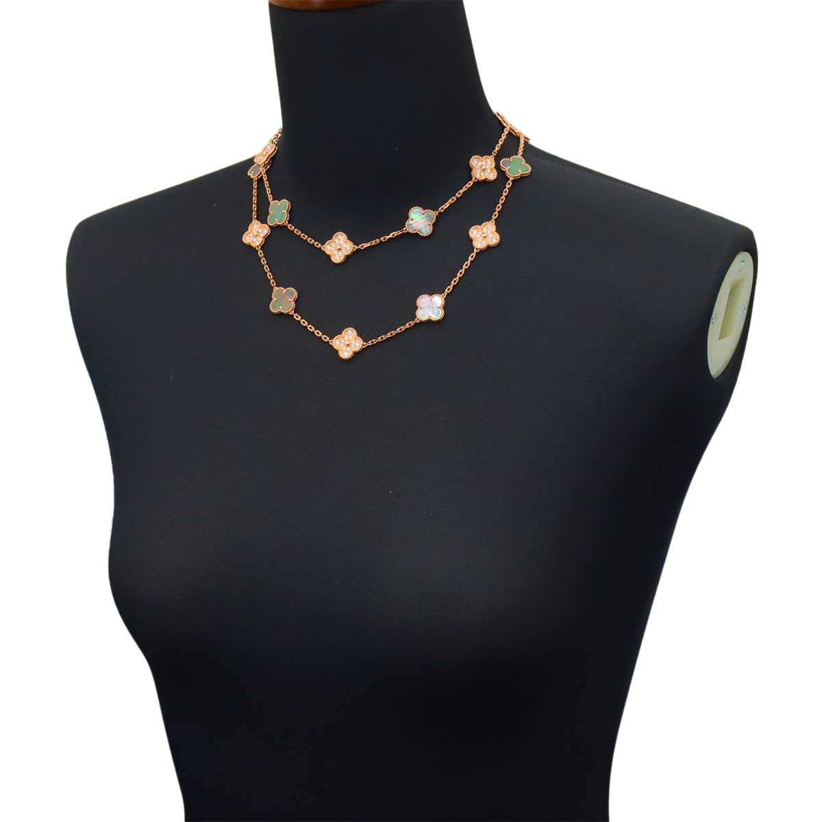 Vintage Alhambra 20P MOP Diamond Necklace 18K PG 750