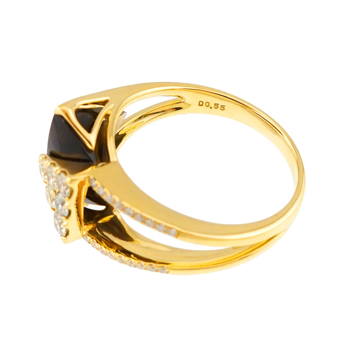 Quartz Diamond 0.55ct Ring 18K YG 750 Size:10.25(US)