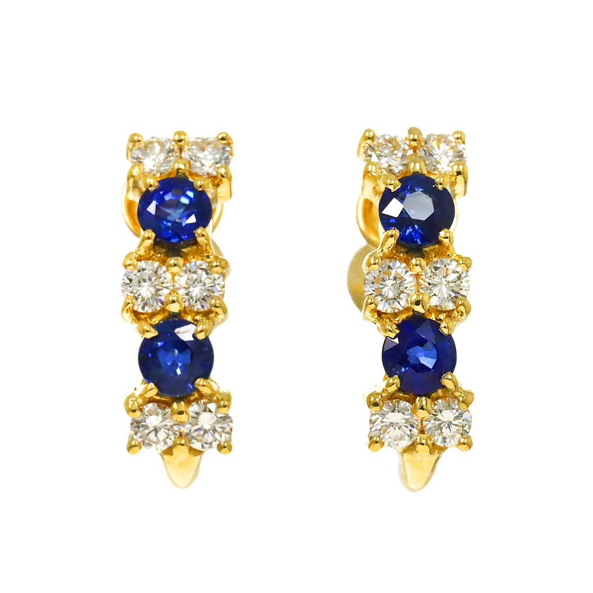 Sapphire 0.42/0.42ct Diamond 0.30/0.30ct Earrings 18K YG 750