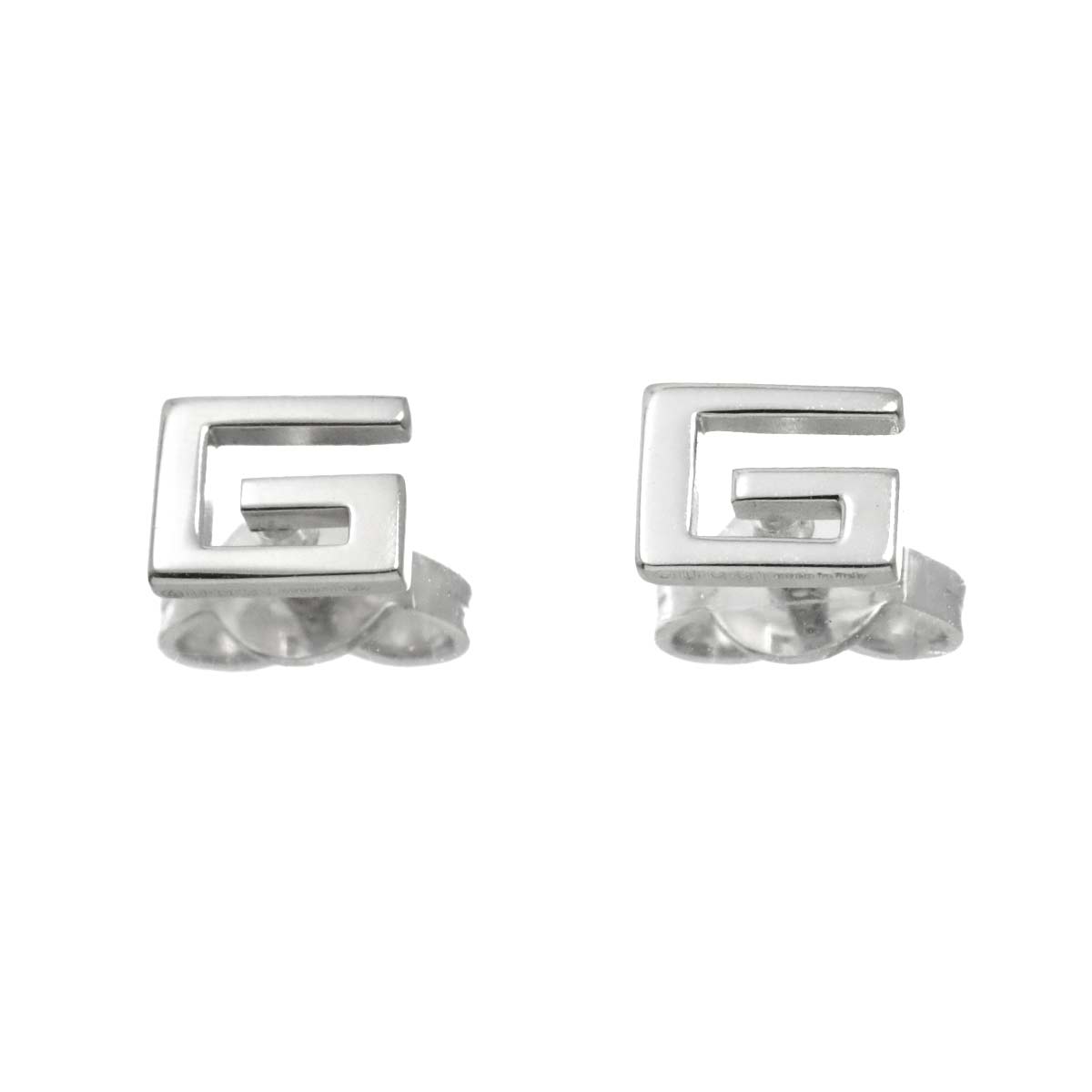 G Logo Earrings Pierced 18K White Gold 750