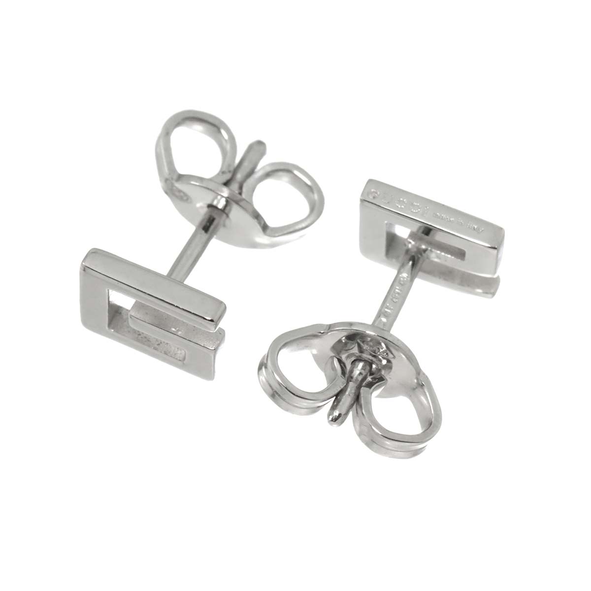G Logo Earrings Pierced 18K White Gold 750