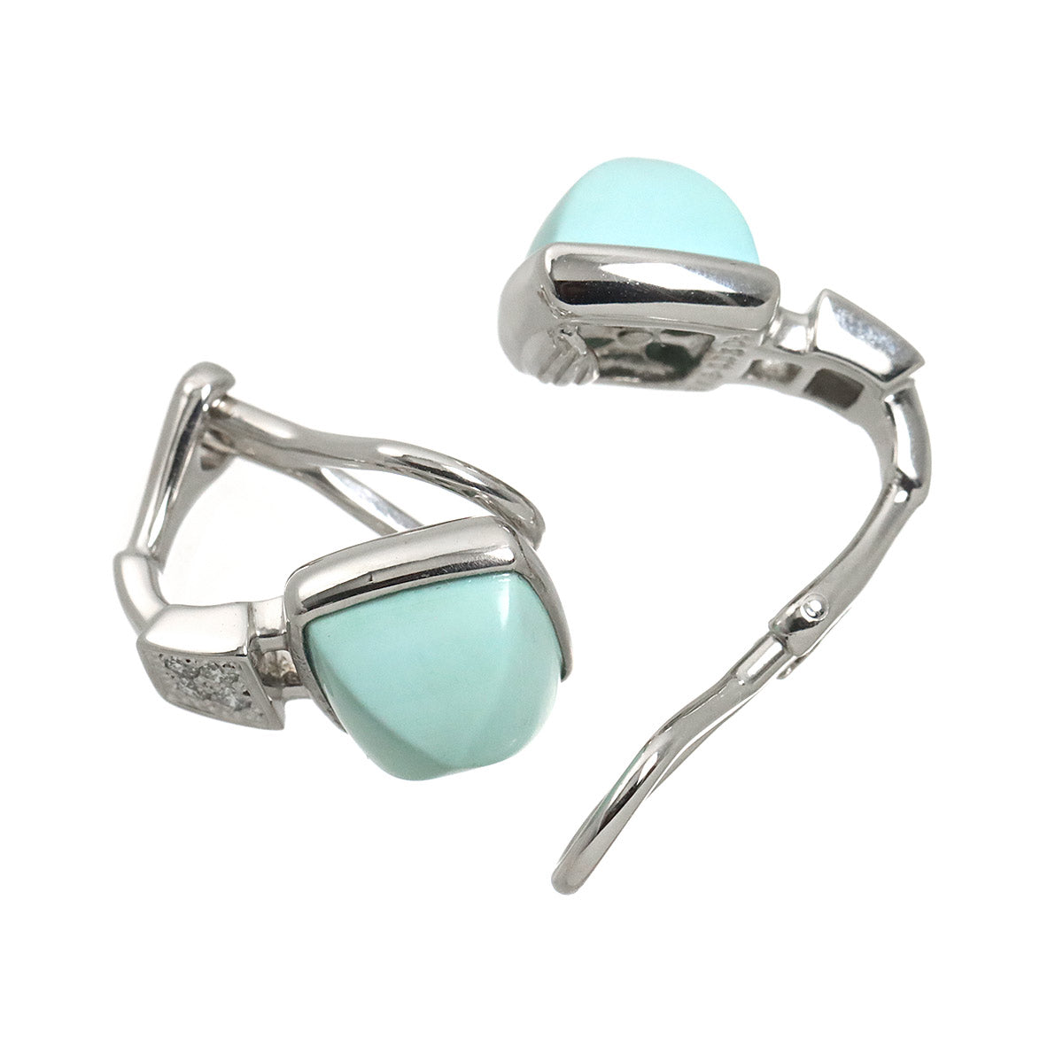 Turquoise Diamond 0.03ct/0.03ct Earrings Clip on 18K WG 750