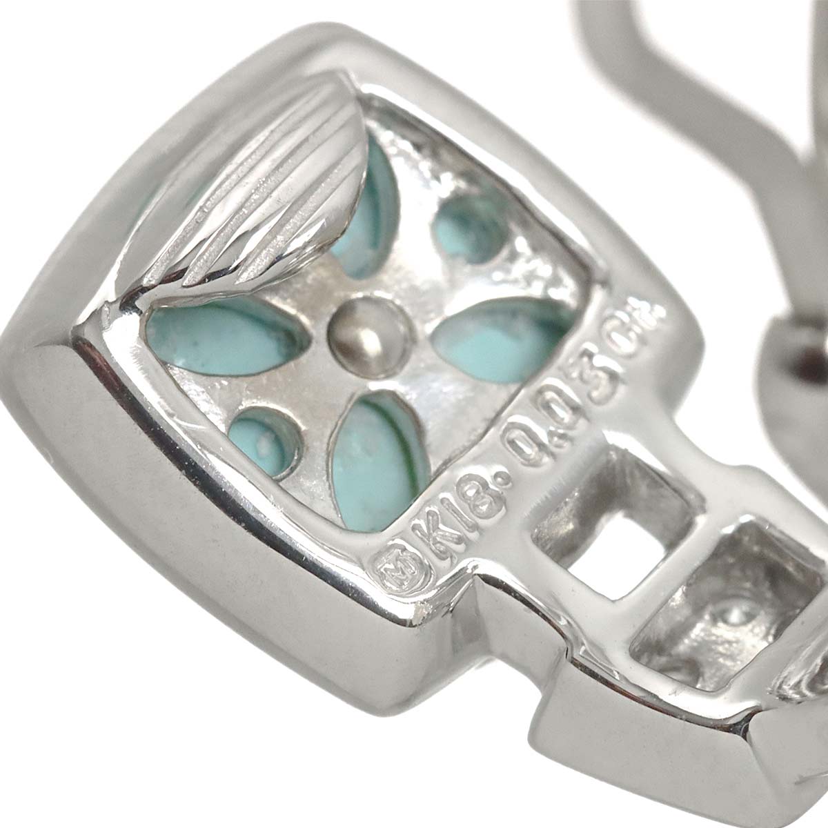 Turquoise Diamond 0.03ct/0.03ct Earrings Clip on 18K WG 750