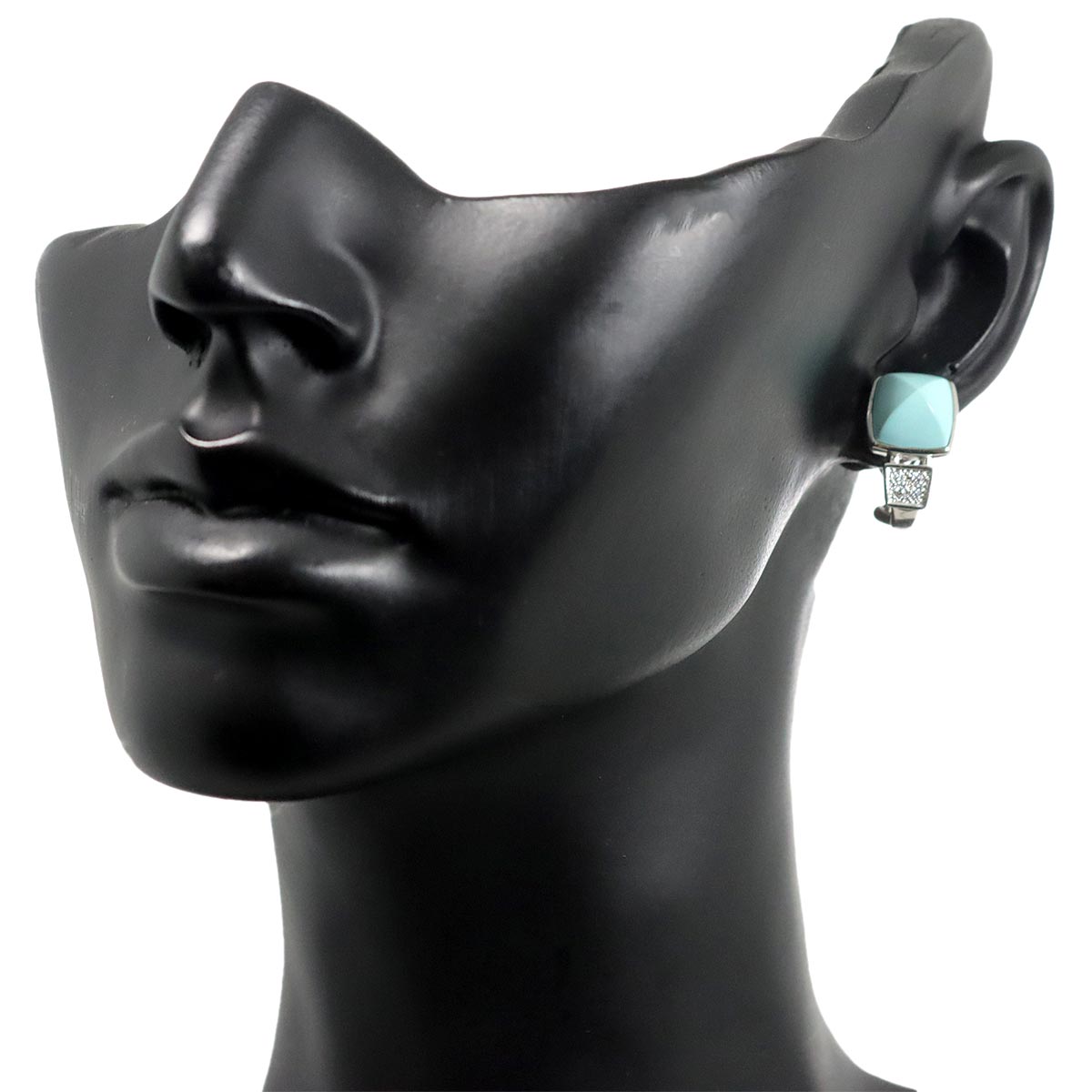 Turquoise Diamond 0.03ct/0.03ct Earrings Clip on 18K WG 750