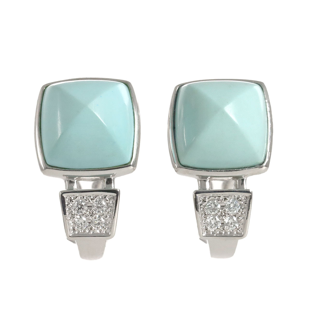 Turquoise Diamond 0.03ct/0.03ct Earrings Clip on 18K WG 750