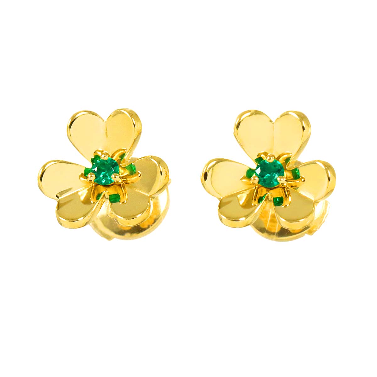 FRIVOLE Emerald Mini Earrings Pierced 18K YG 750