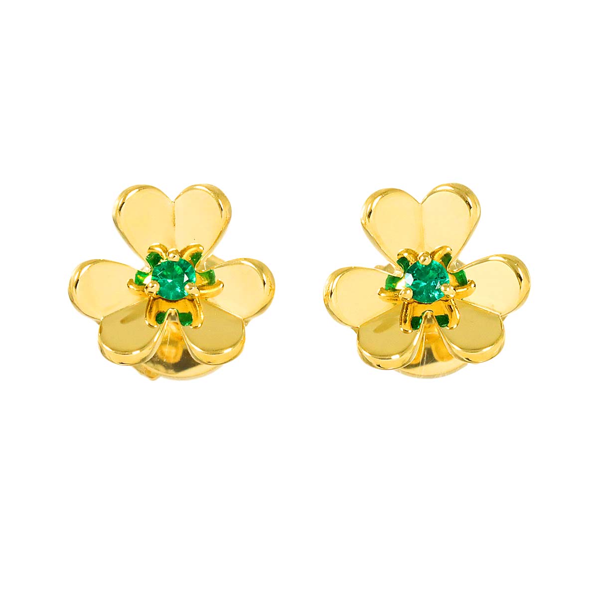 FRIVOLE Emerald Mini Earrings Pierced 18K YG 750
