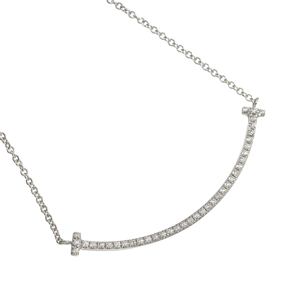 T Smile Diamond Necklace SM 18K White Gold 750
