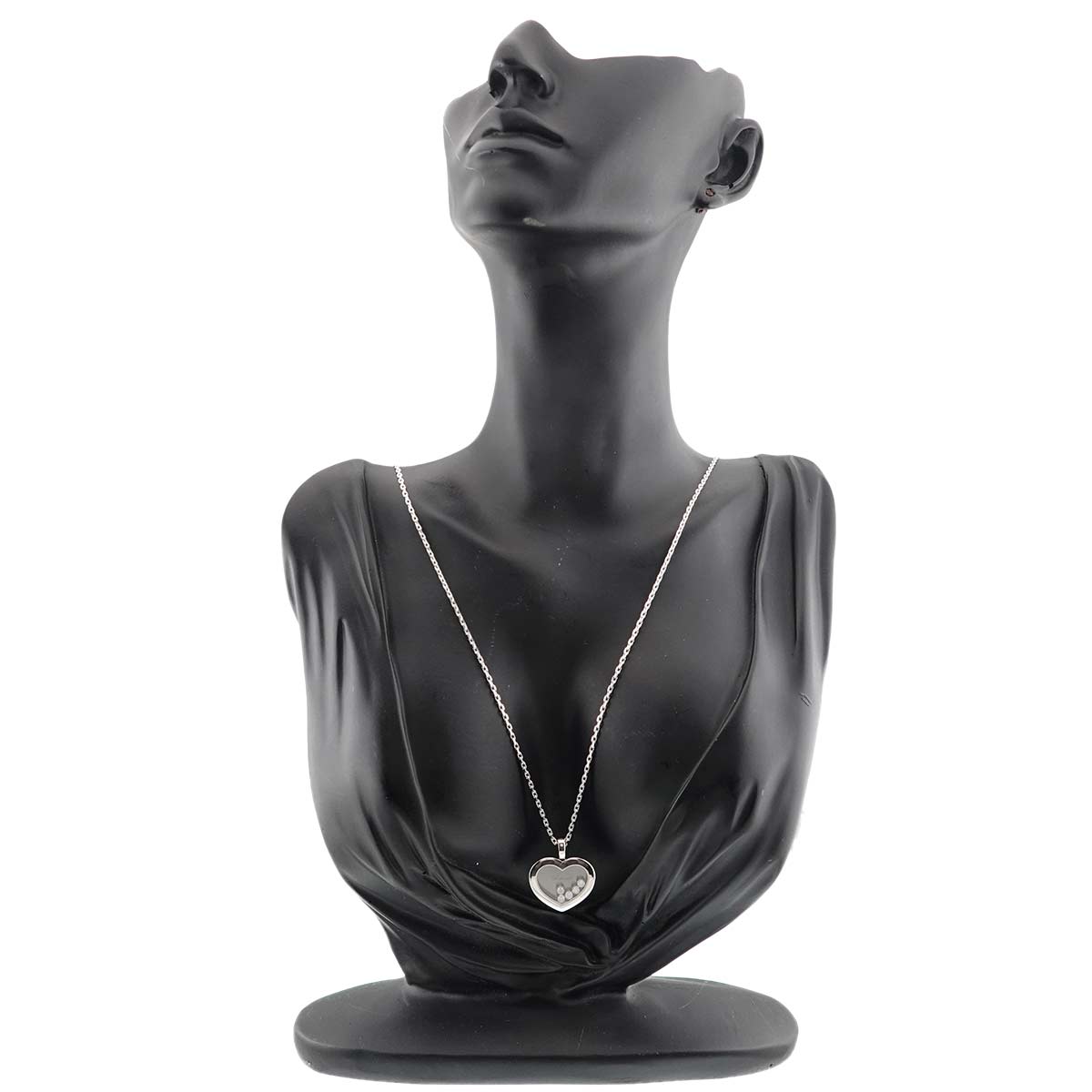 Happy Diamond Heart Long Necklace 18K White Gold 750