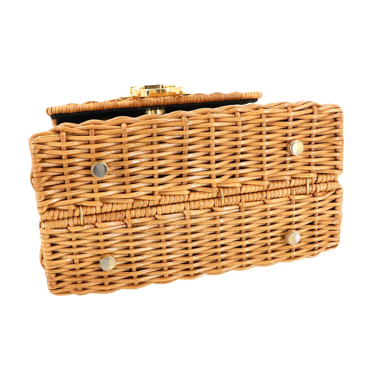 Ganchini Hand Bag Rattan Canework Beige