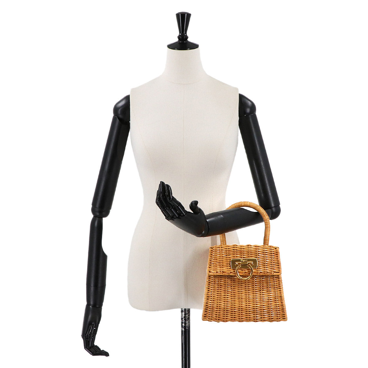 Ganchini Hand Bag Rattan Canework Beige