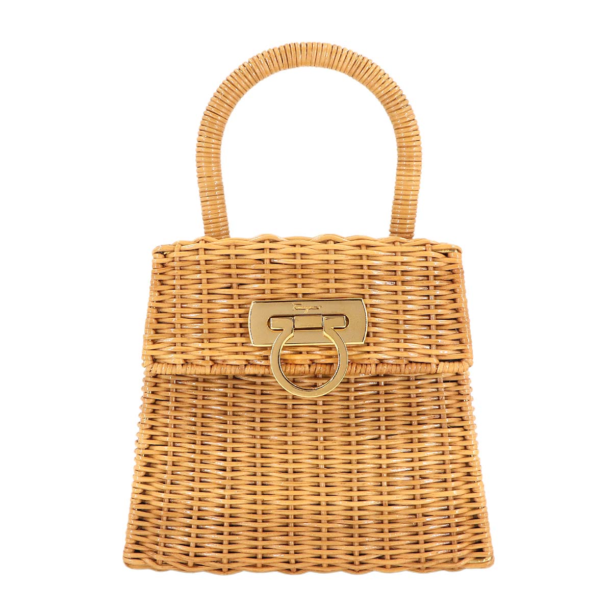 Ganchini Hand Bag Rattan Canework Beige