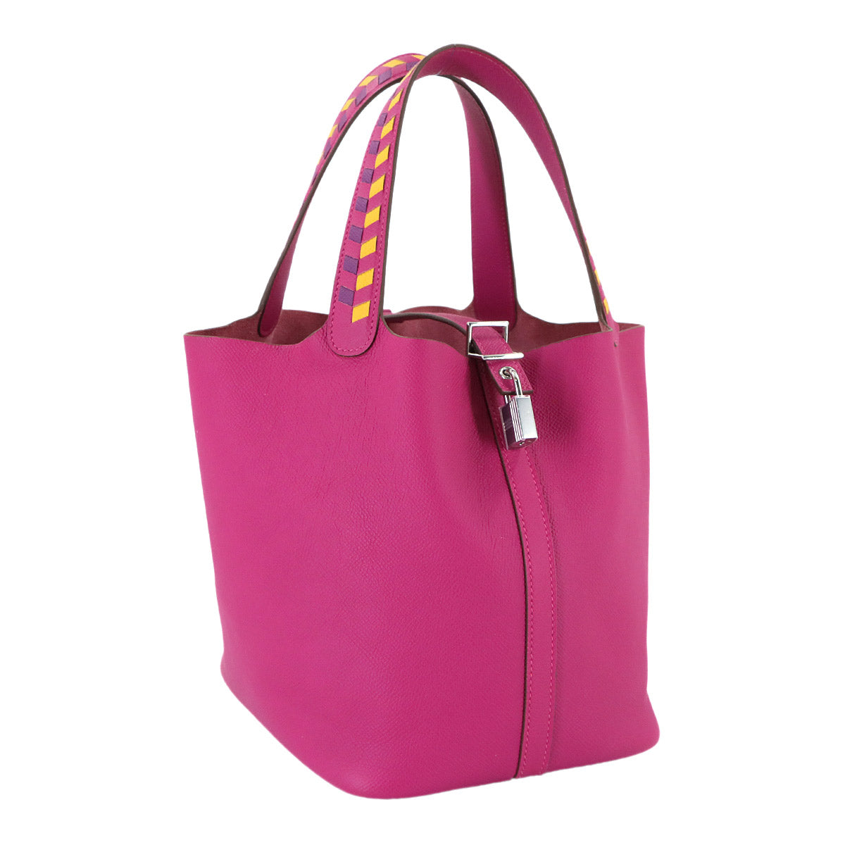 Picotin Lock MM Tressage Hand Bag Epsom Rose purple