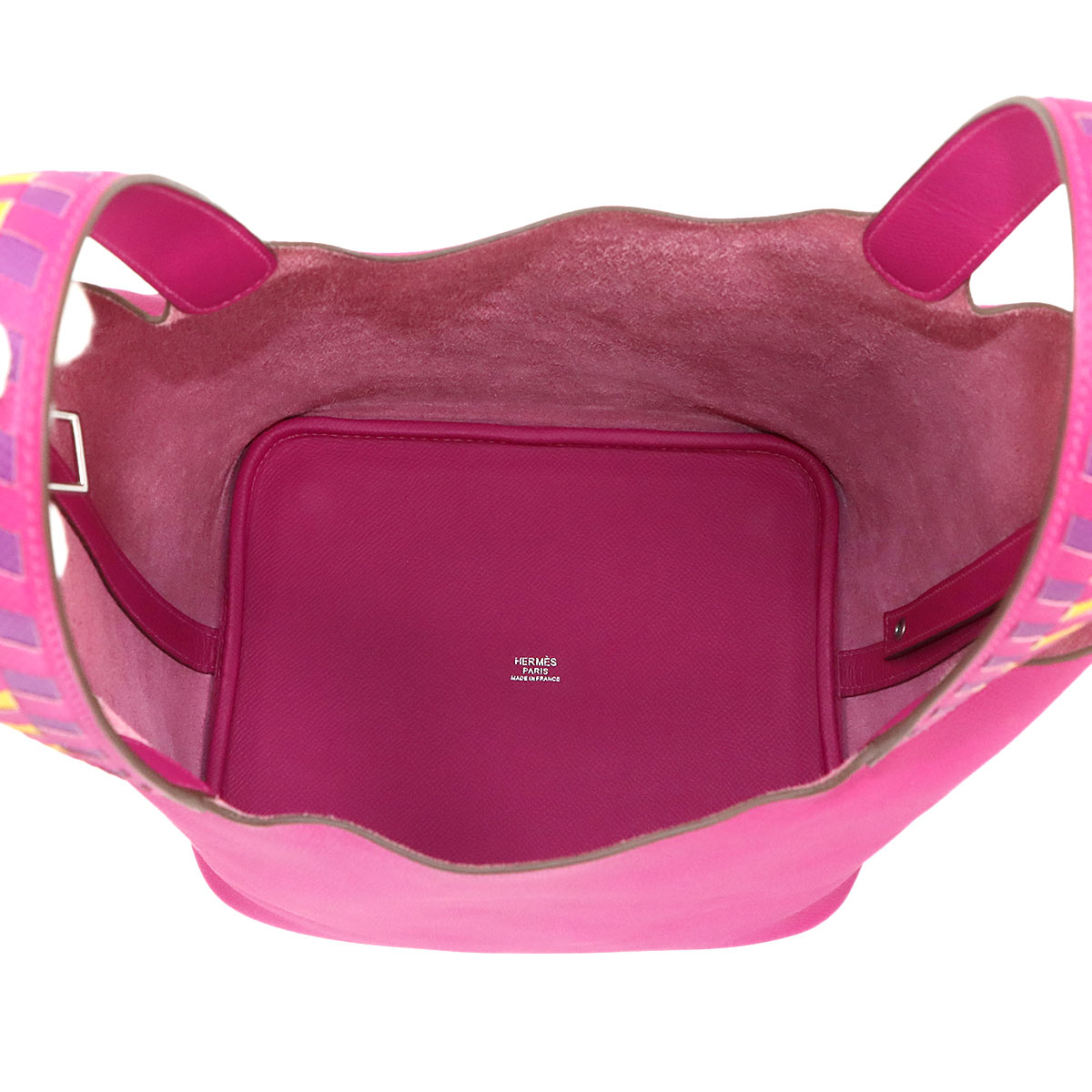 Picotin Lock MM Tressage Hand Bag Epsom Rose purple