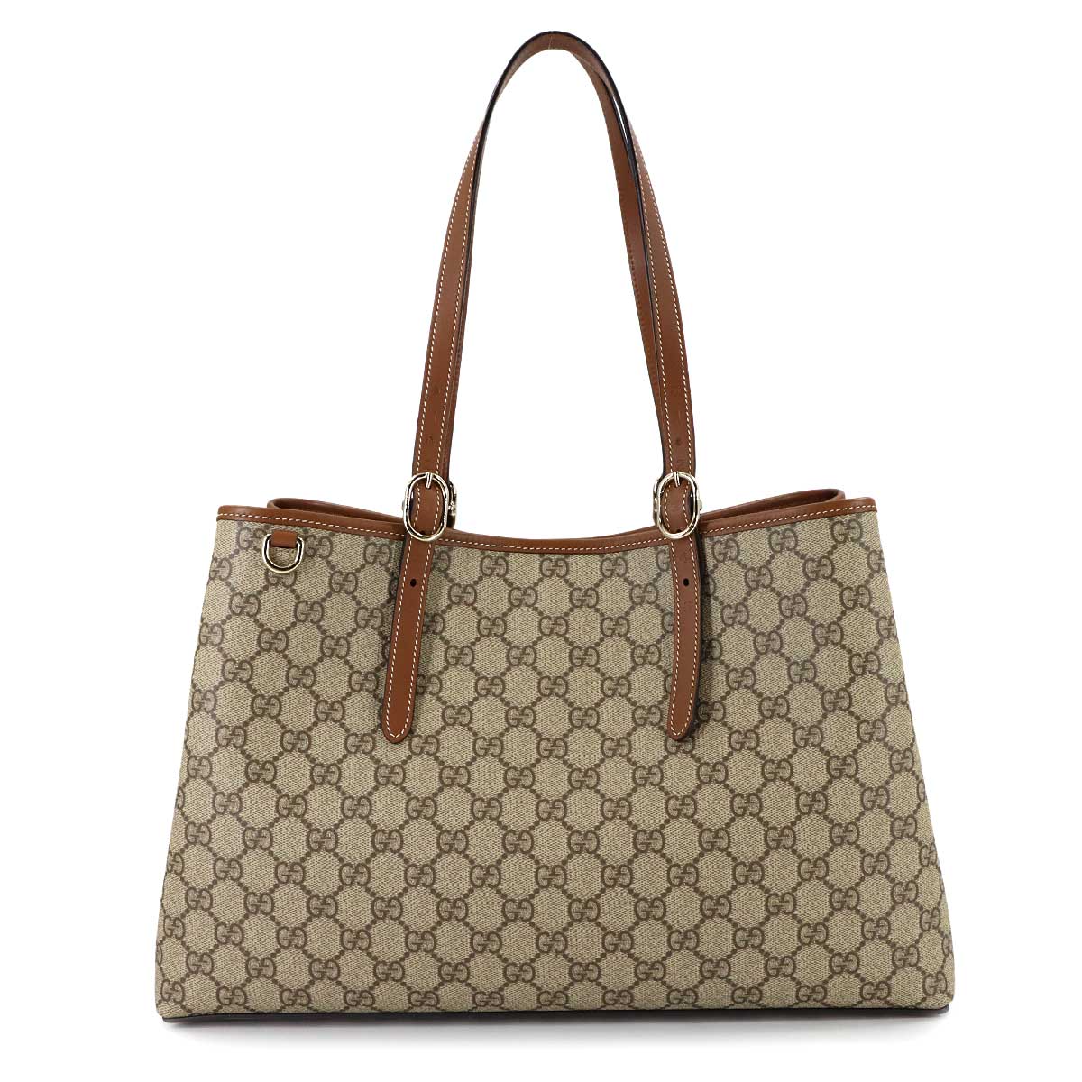 GG Emblem Large Tote Bag Beige Brown Leather 815213 Purse