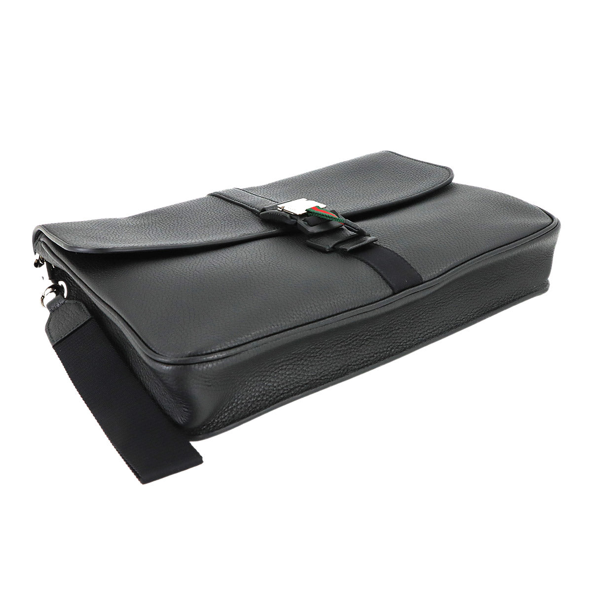Clutch Bag Leather Black 816755 Web Stripe Purse