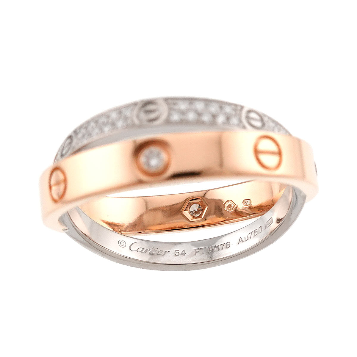 Be LOVE Pave Diamond Ring 18K WG PG 750 Size54 6.75(US)