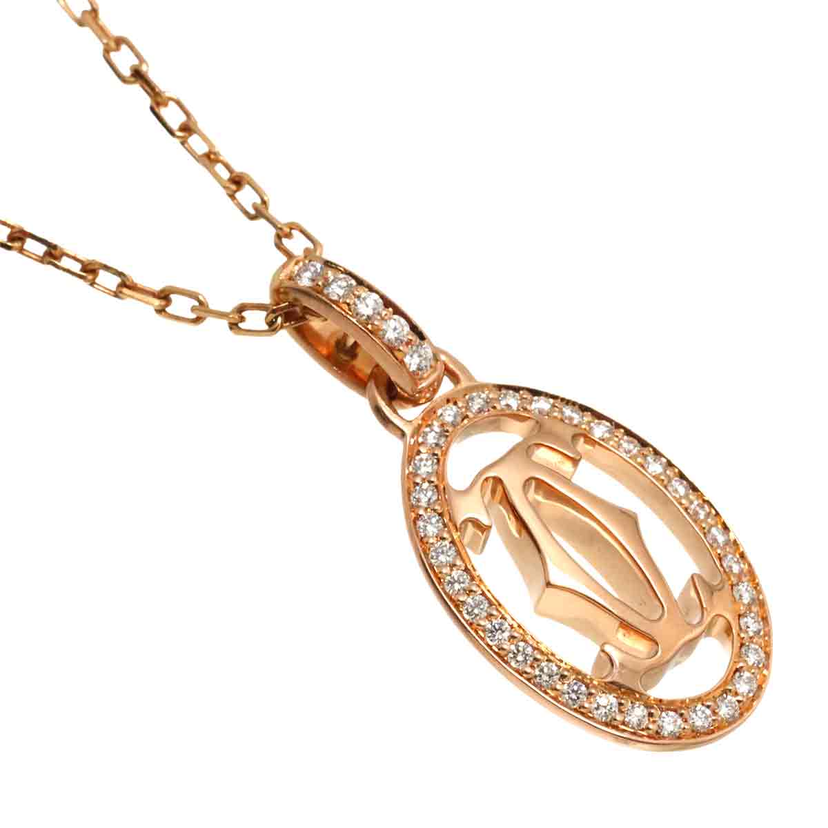 LOGO DOUBLE C Diamond Necklace 18K Pink Gold 750