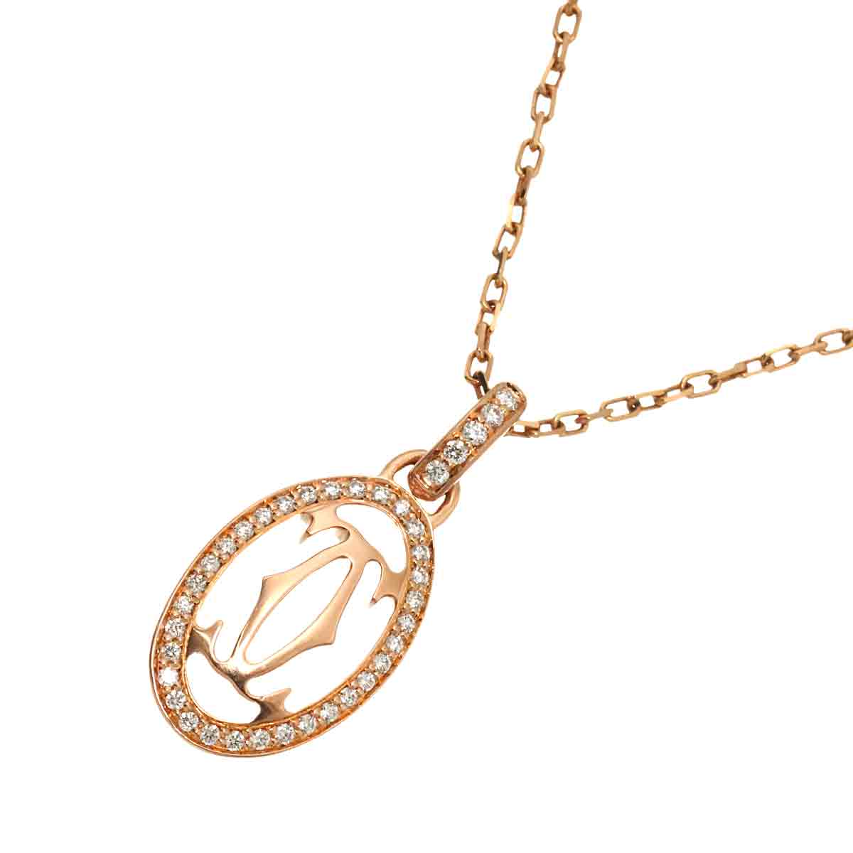 LOGO DOUBLE C Diamond Necklace 18K Pink Gold 750