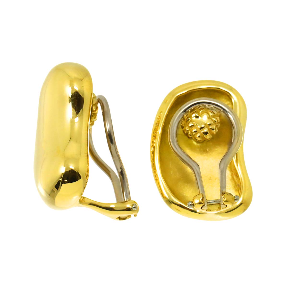 Bean Earrings Clip on 18K Yellow Gold 750