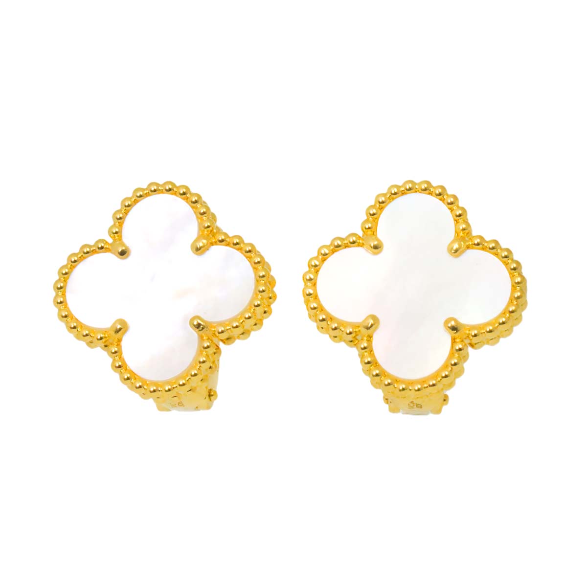 Vintage Alhambra MOP Earrings Pierced 18K YG