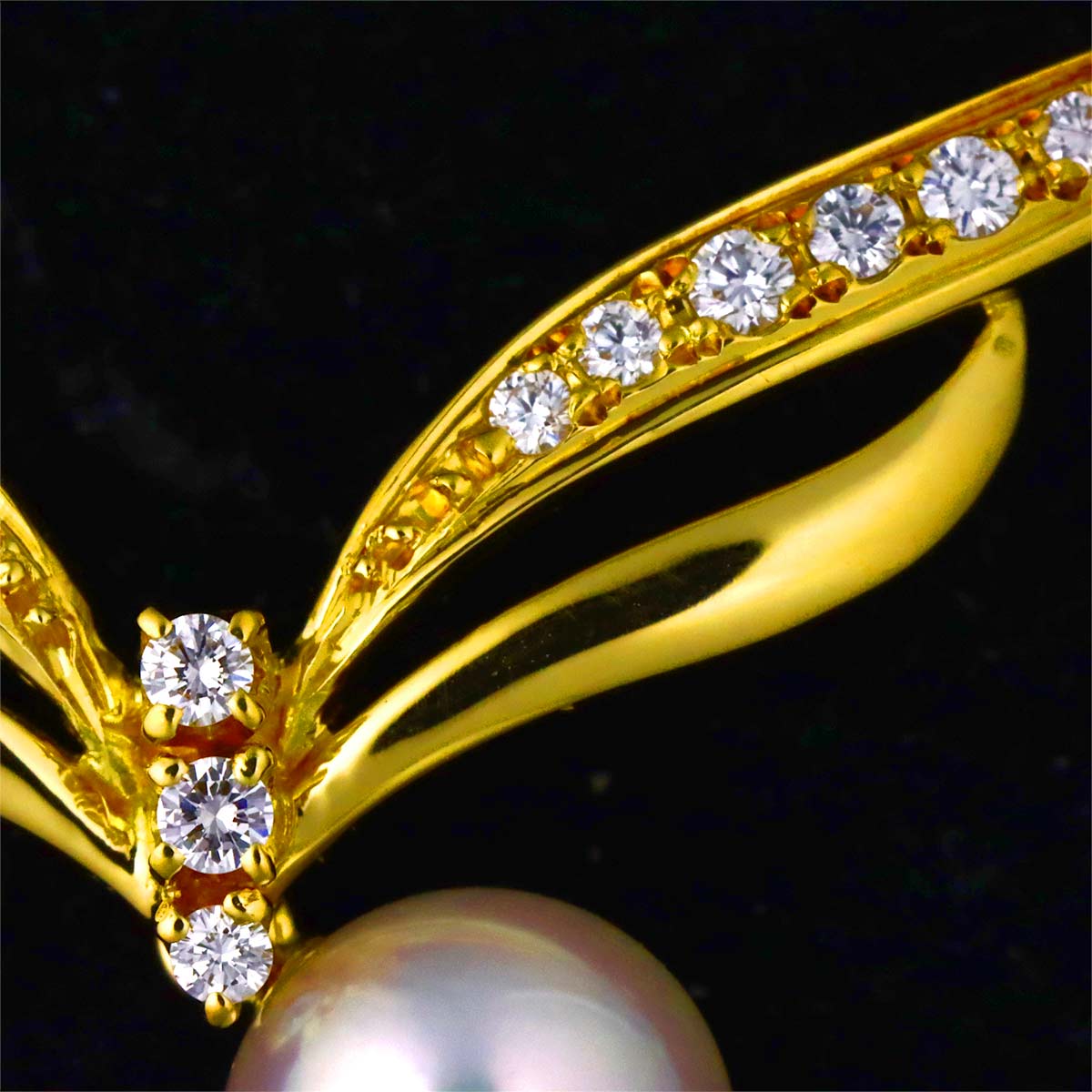 Akoya Pearl 7.5mm Diamond Necklace 18K YG 750