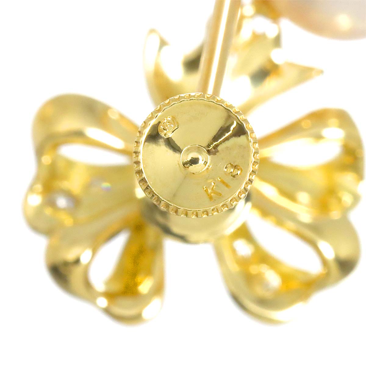 Akoya Pearl 7.6mm Diamond Earrings 18K Yellow Gold 750