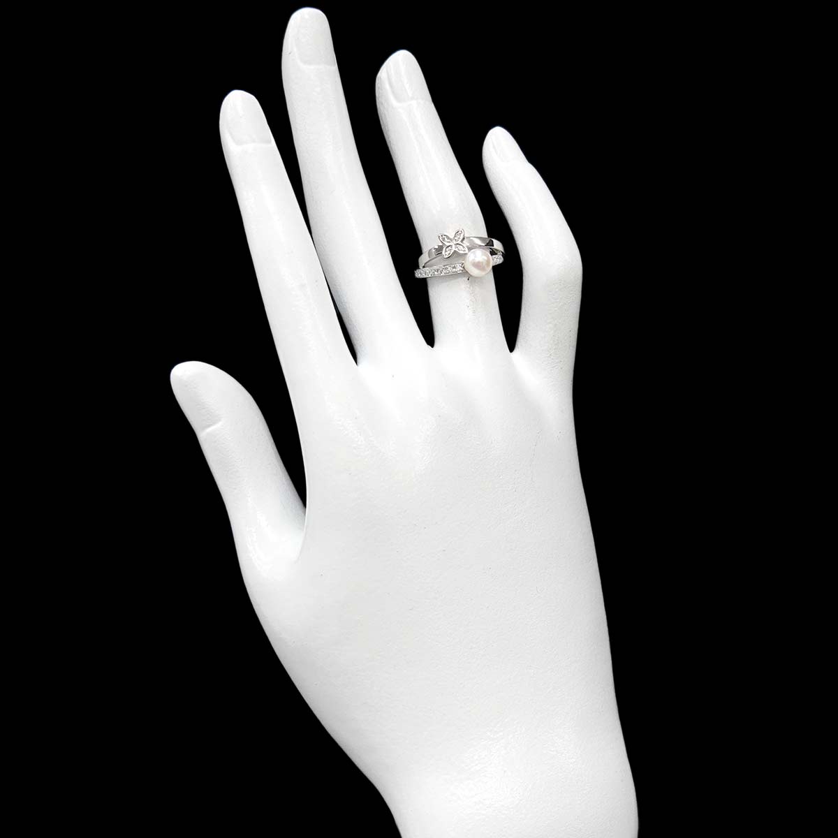 Akoya Pearl 5.5mm Diamond Ring Platinum size4.75-5(US)