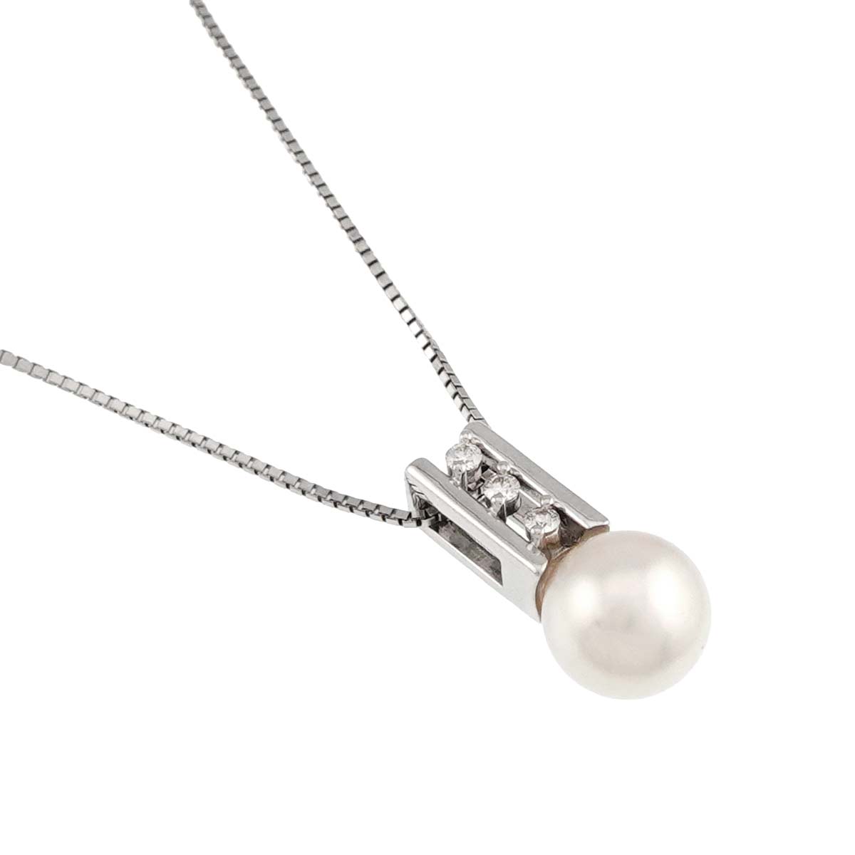 Akoya Pearl 7.0mm Diamond 0.03ct Necklace 18K WG 750