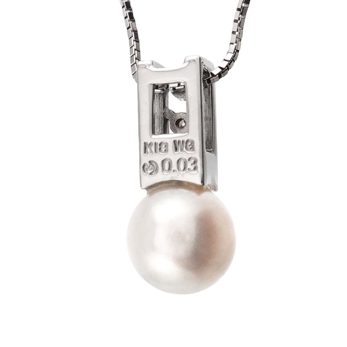 Akoya Pearl 7.0mm Diamond 0.03ct Necklace 18K WG 750