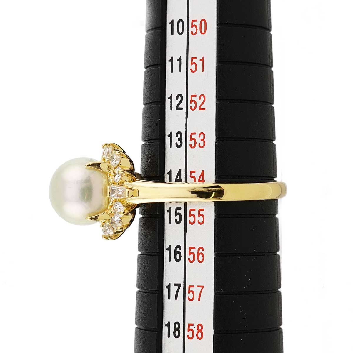 Akoya Pearl 8.2mm Diamond 0.45ct Ring 18K YG 750 Size6.75(US)