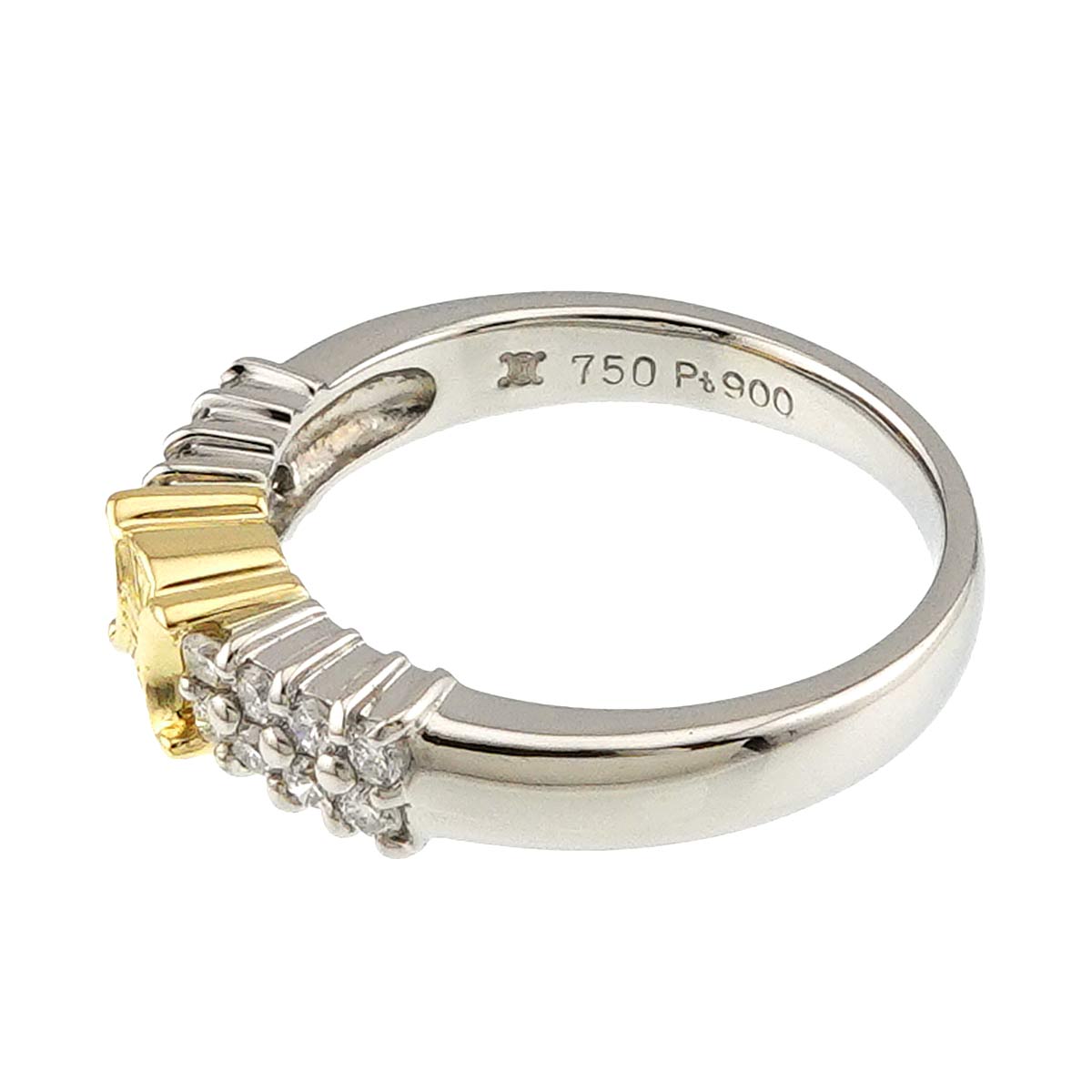 Triomphe Diamond 0.28ct Ring Pt 18K YG 750 size6-6.25(US)