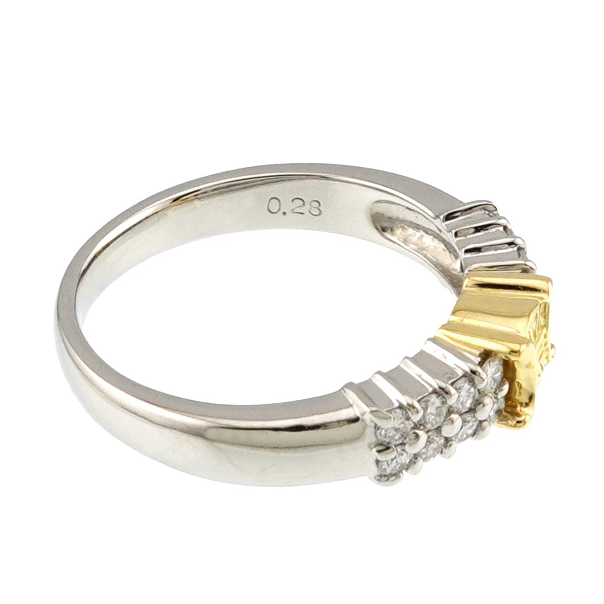 Triomphe Diamond 0.28ct Ring Pt 18K YG 750 size6-6.25(US)
